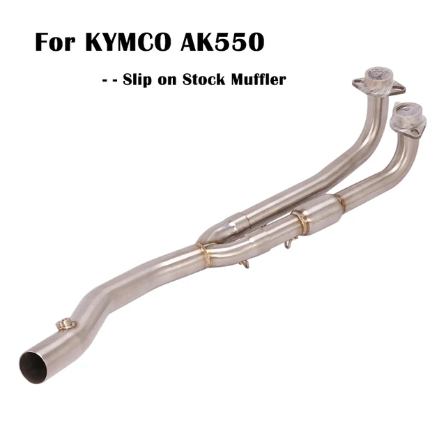 For KYMCO AK550 Motorcycle Modified Exhaust Front Header Link Pipe Stainless Steel Slip on Stock Muffler