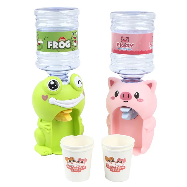 Mini Water Dispenser For Children Kids Gift Cute Cold/Warm Water Juice Milk Drinking Fountain Simulation Cartoon Pig Kitchen Toy 5