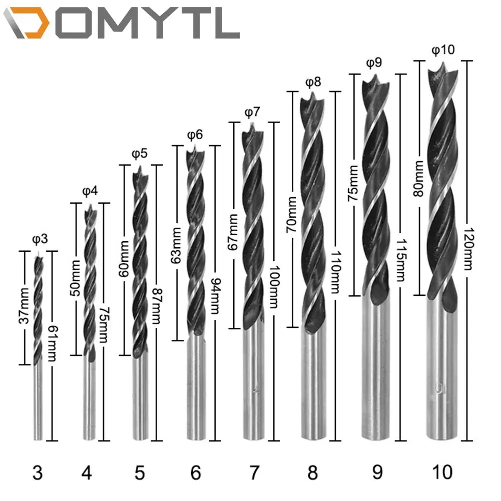 8Pcs Woodworking Three-tip Drill Bit Wood Drilling Reamer Support Drill Bits Hand Drill Hole Tool three point woodworking drill bit perforating support drill electric drill rotary head wood plank hole special twist drill bit