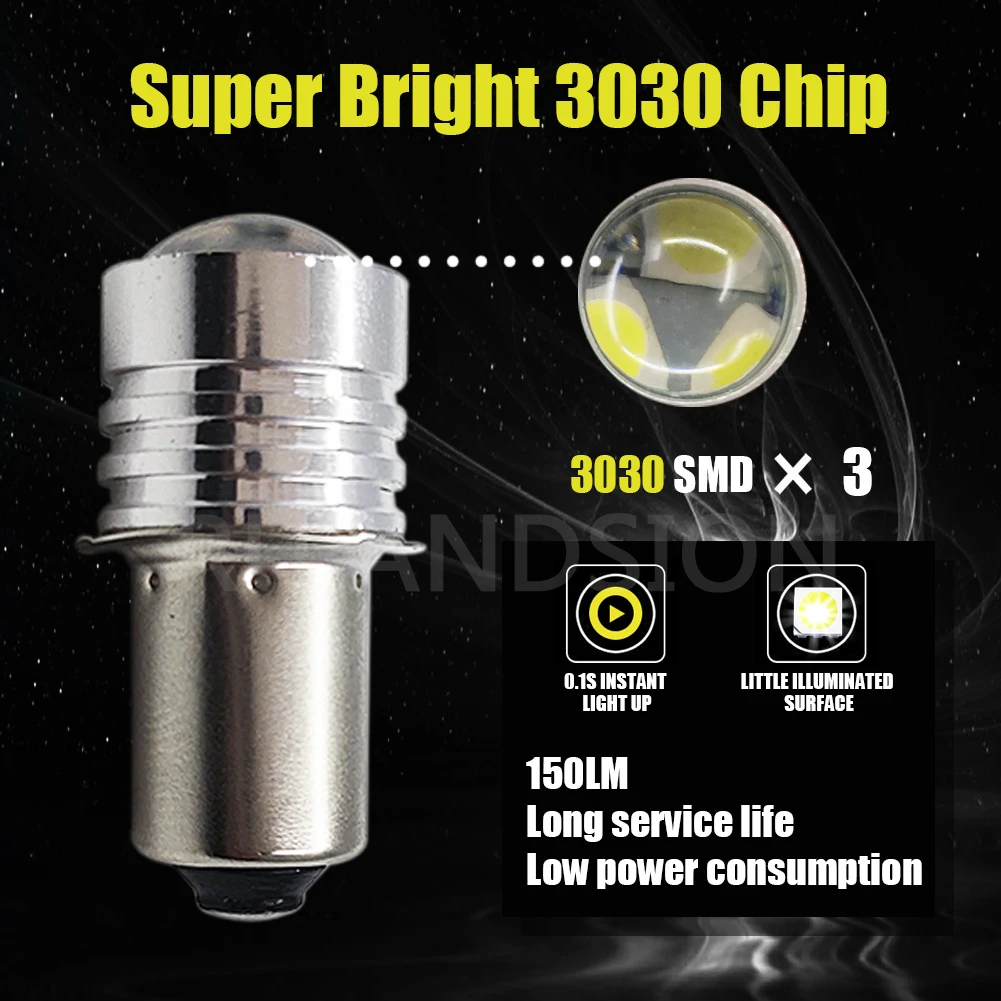 P13.5S PR2 0.5W 150Lm DC 3V 4.5V 6V 10V-30V 12V 24V 3030SMD Bulb Flashlight Replacement Part Bike Torch LED Lampshade White 1Pcs