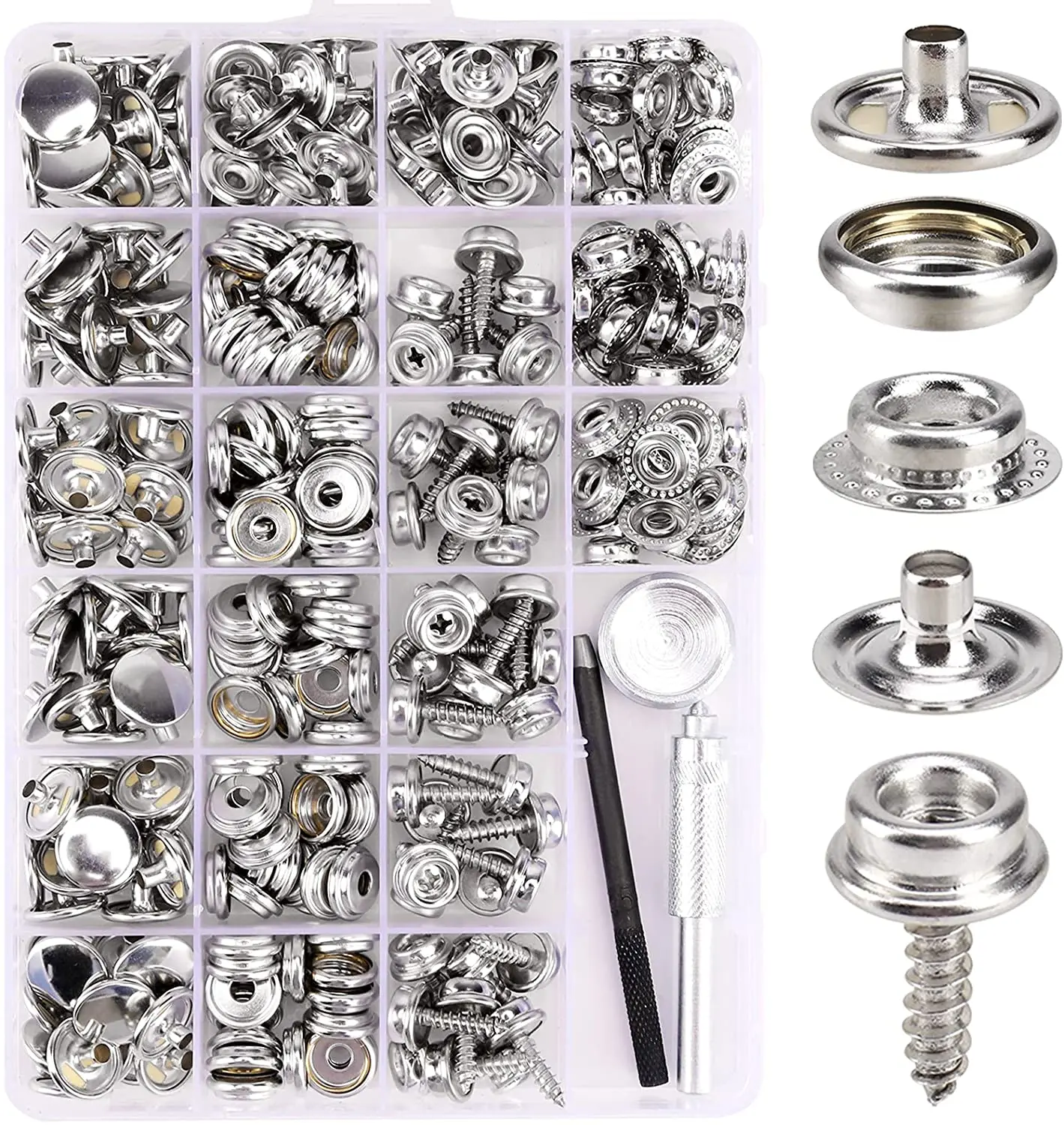 323 Piece Canvas Snap Kit Marine Grade Stainless Steel for DIY