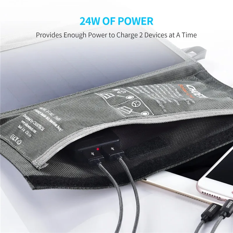 Koop CHOETECH 24W Zonnepaneel 5 V 2.4A USB A Output Apparaten Portable Solar Charger USB Output Apparaten Draagbare Voor smartphones Outdoor