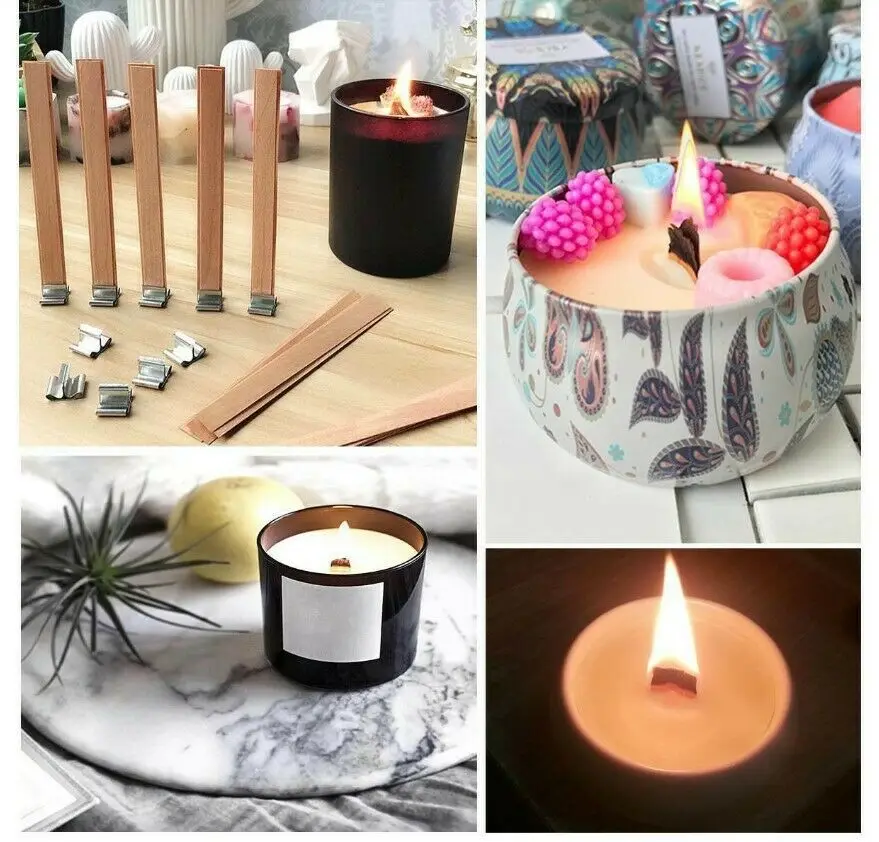 

50/100pcs 12.5mm Wooden Candle Wicks Core Supplies With Sustainer DIY Soap Making for Party