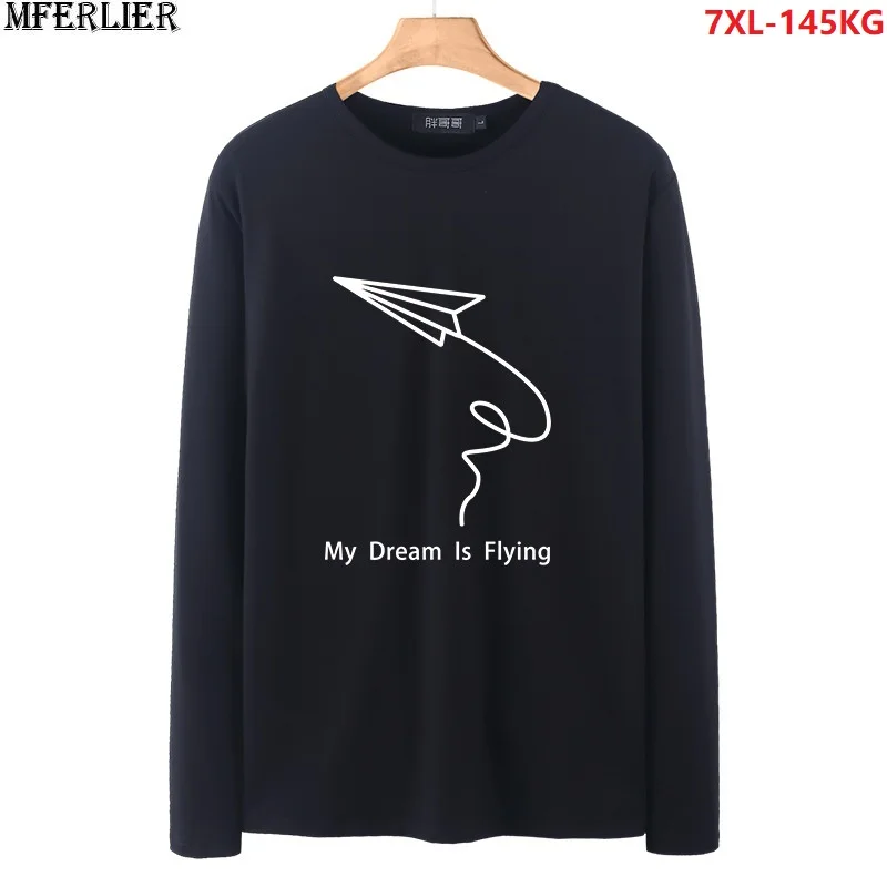 

men long sleeve t-shirt winter autumn tees tops plus size 6XL 7XL 8XL underwear home casual t shirts cotton soft Comfortable 54