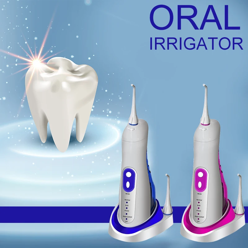 

Cordless Dental Oral Irrigator Portable and Rechargeable Waterproof 3 Modes Water Flossing with 2 Nozzles Cleanable
