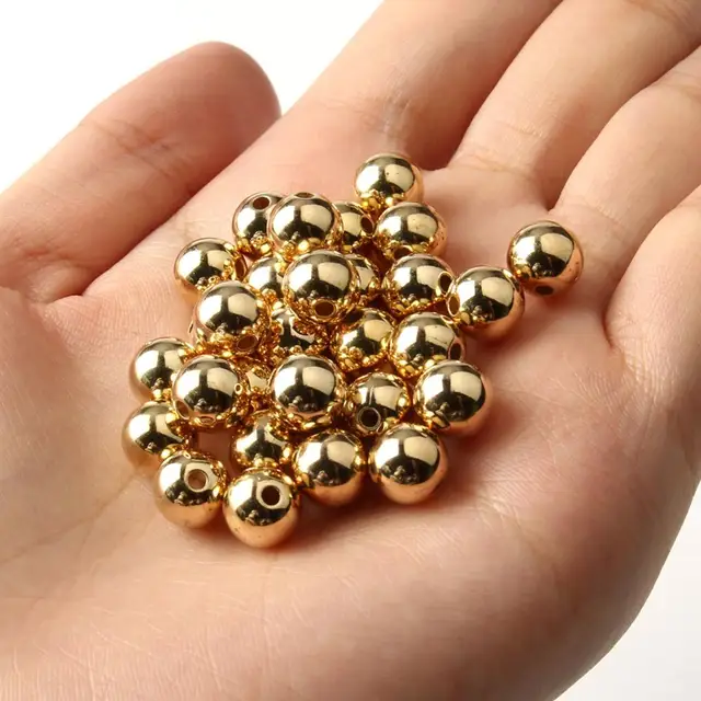 Wholesale 3 4 6 8 10 12mm 30-500pcs Gold Metal Plated CCB Round Seed Spacer Loose Beads For Jewelry making DIY 3