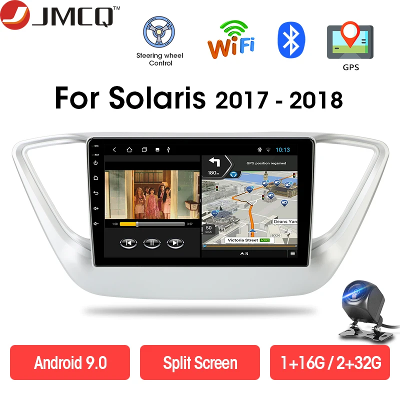 JMCQ 2G + 32G Android 9 0 автомобильный Радио мультимедийный плеер GPS навигация для Hyundai Solaris
