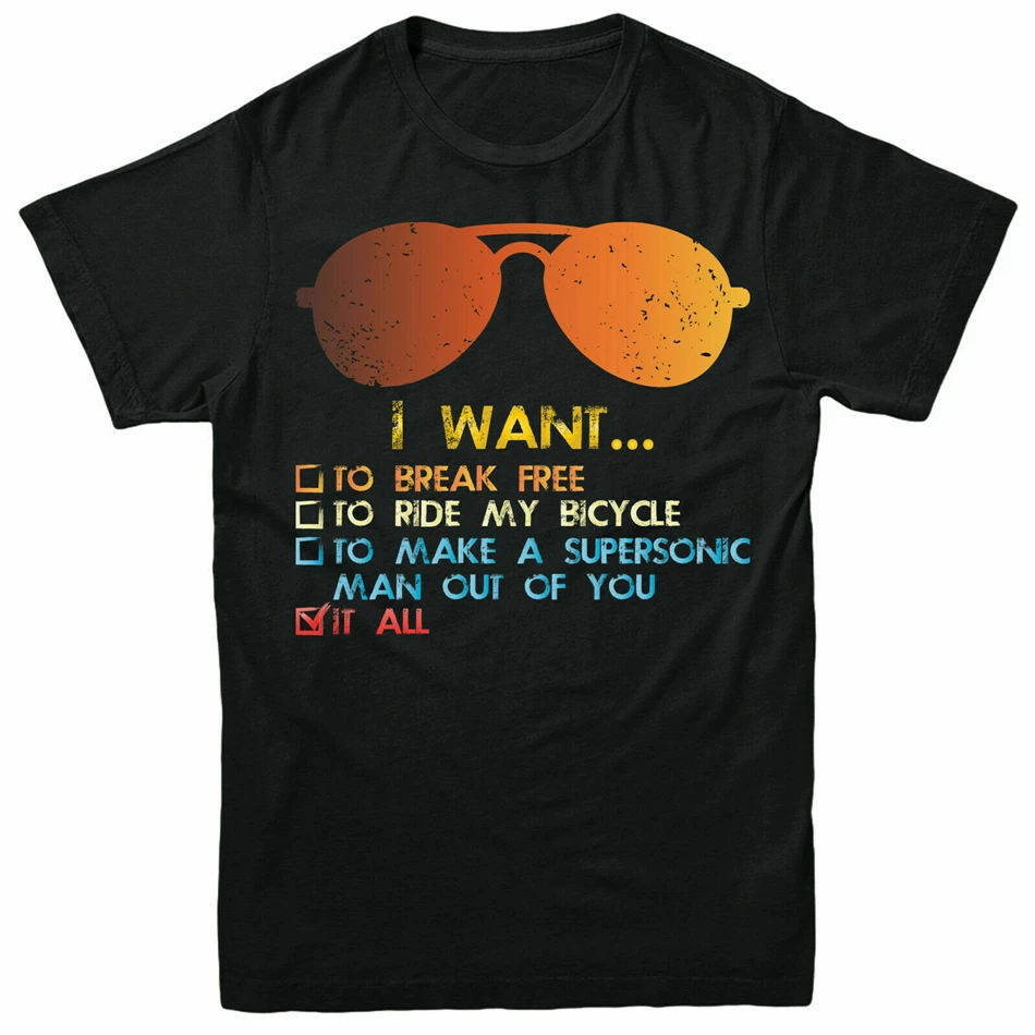 I want to Break T-Shirt Free Ride My Bicycle Queen Inspired Top New Unisex Funny Tee Shirt | Мужская одежда