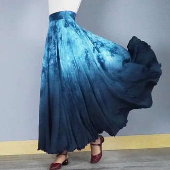 

Printed Skirt 2020 Summer New Tie-Dye Retro High Waist skirt Expandable Slim A- line skirt Ankle-length women skirt One Size