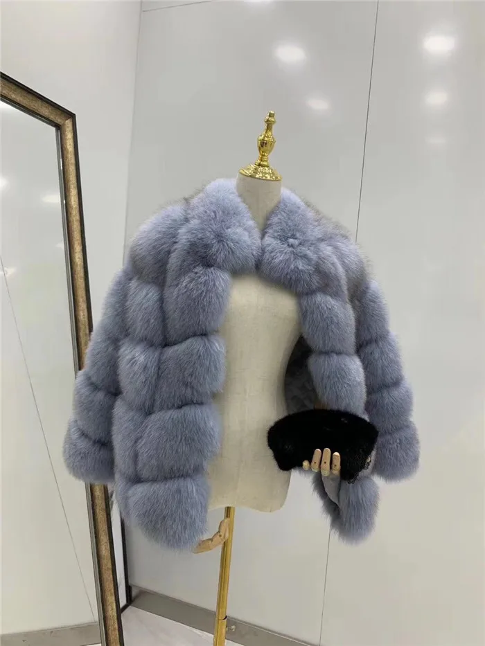 Invierno Mujer, женские пальто из натурального Лисьего меха, Роскошные пальто из натуральной лисьего меха, зимняя теплая верхняя одежда