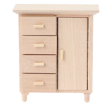 

1:12 Dollhouse Miniature White Wooden Cabinet Doll House Handcrafted Furniture Model Decor Miniatures Mini Cabinet