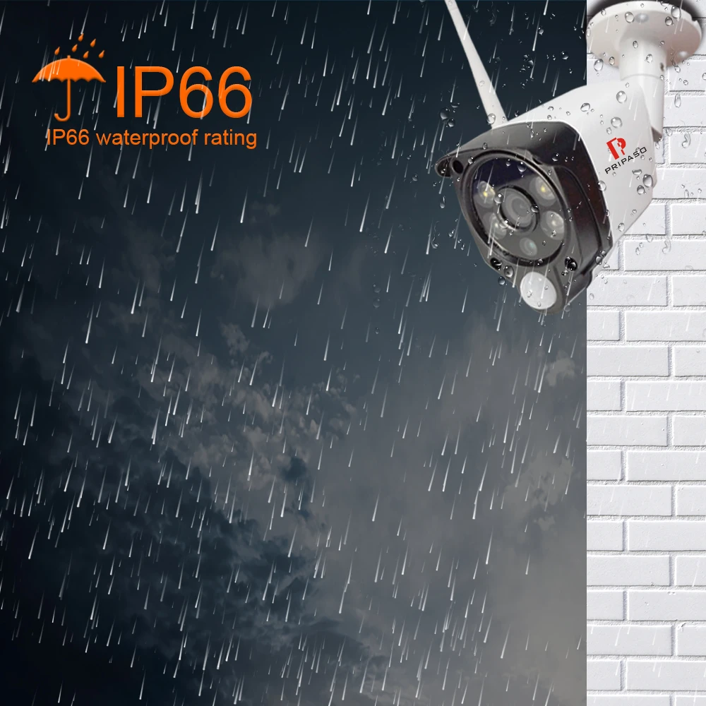 Pripaso PIR ip-камера 2.0MP Wifi 1080P Водонепроницаемая камера видеонаблюдения уличная Беспроводная камера для обнаружения движения для дома