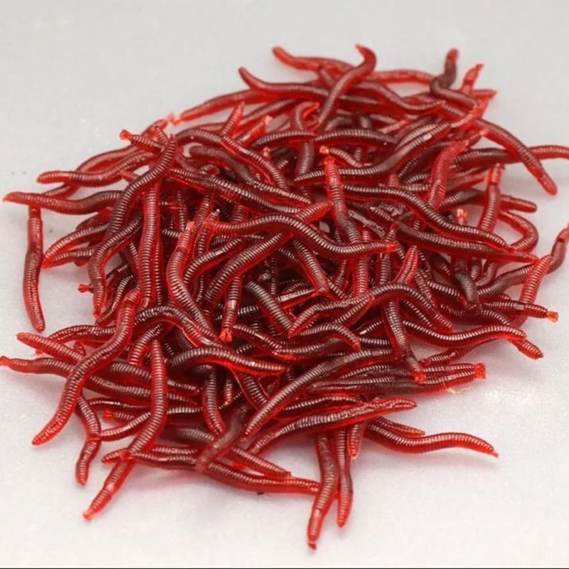 

50pcs/100pcs/lot red Worms Artificial Fishing Lure Fake Bait 3.5cm soft Baits Red Fishy Smell silicone bait Lure fishing Tackle