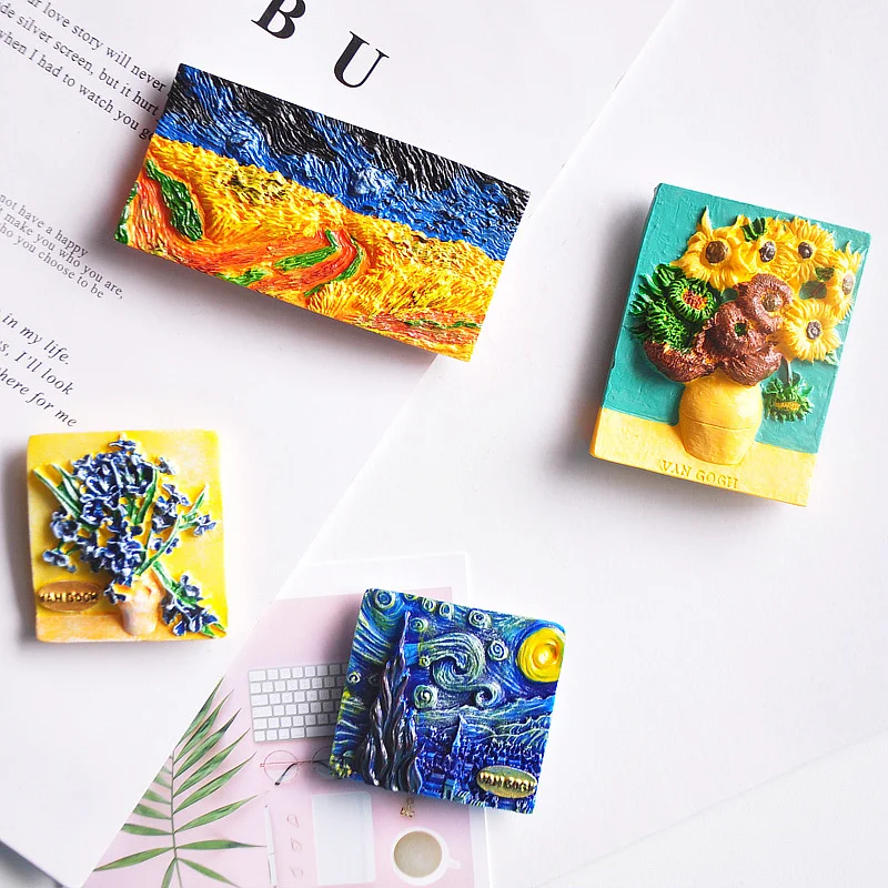 

Van Gogh Painting Refrigerator Magnets Christmas Halloween Home Decoration Sunflower Resin Craft Souvenir Fridge Magnet 1PC