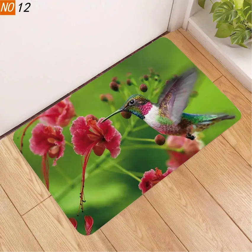Sholisa Противоскользящий коврик для ванной с изображением птиц, 3D Печатный водопоглощающий коврик для ванной комнаты, коврик для двери туалета в гостиную - Цвет: Фиолетовый