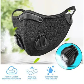 

Bike Bicycle Cycling Face Mouth Mask Men Women Adult Breathing Dual Valves Mask Masque With Activated Carbon Filters