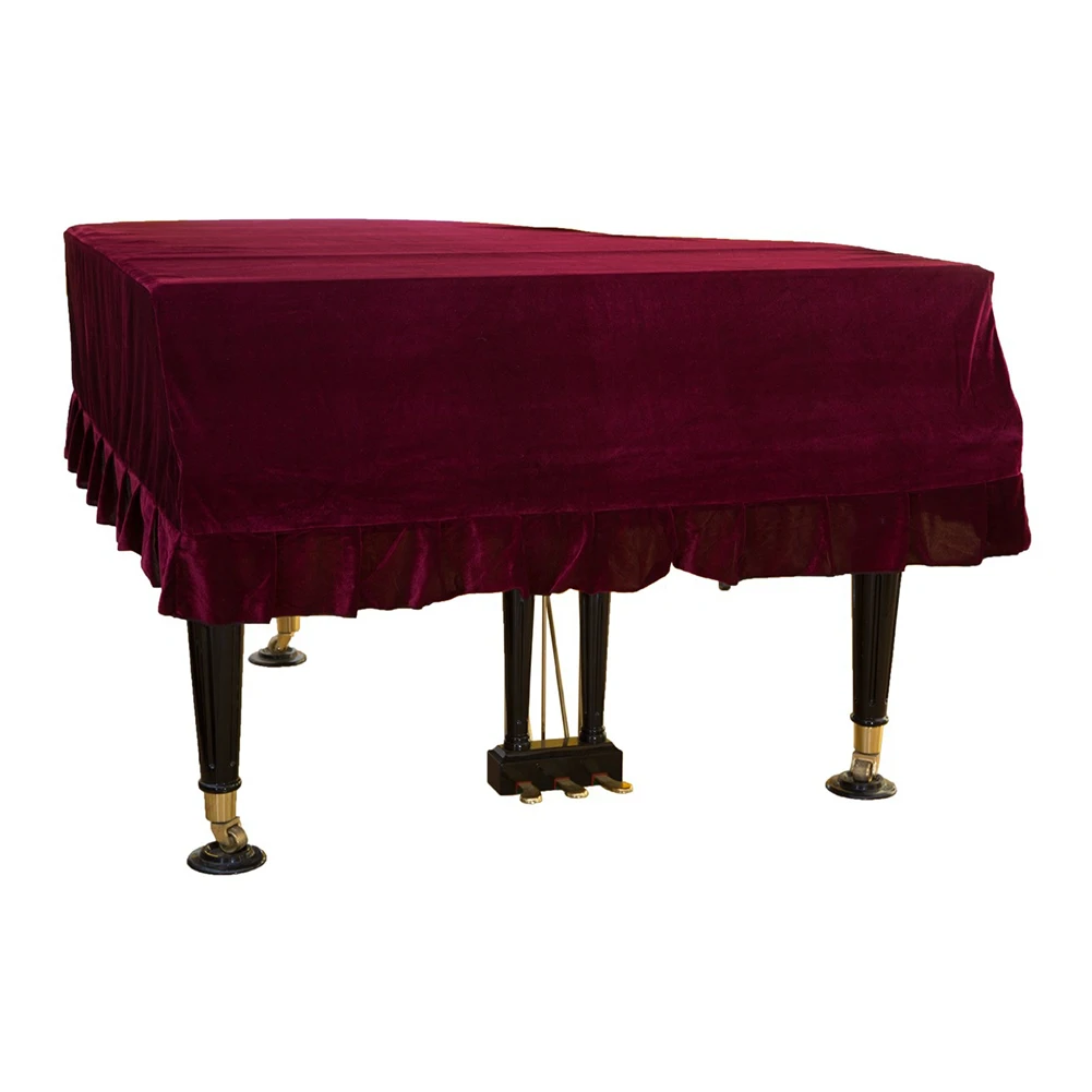 

Macrame Bordered Piano Cover Anti Scratch Home Gold Velvet Soft Washable Dustproof Practical Decorated Triangle Dirt Resistant