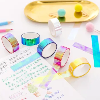 

Creative Laser Tape Kawaii Rainbow Decorative Stickers for Kids DIY Scrapbooking Tool School Office Supplies Korean Stationery