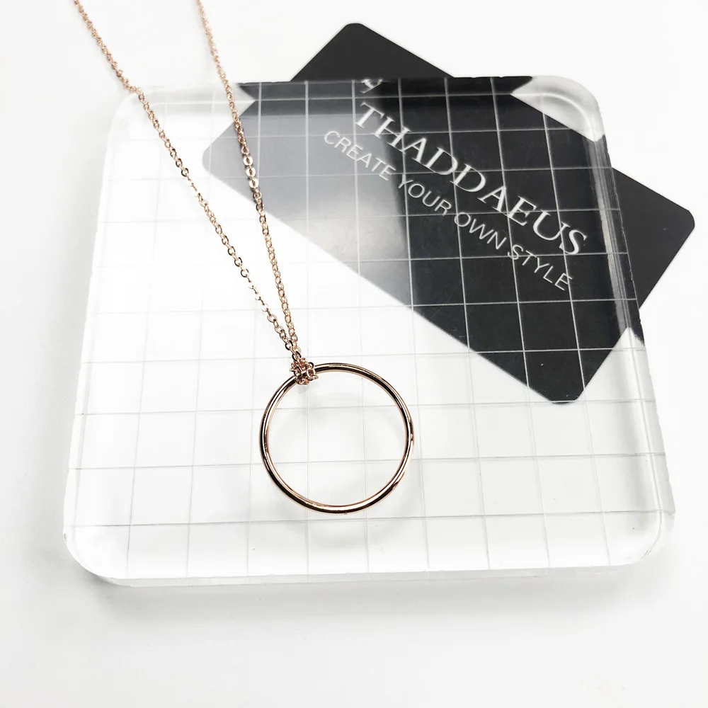 Charm Necklace Rose Gold Color Circle, Romantic Fashion Charm Carrier Jewelry Thomas 925 Sterling Silver Gift For Women Men