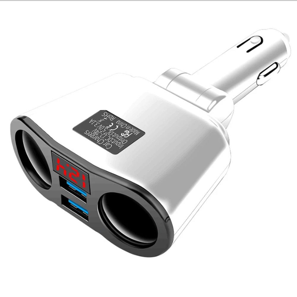 3.1A двойной USB Автомобильное зарядное устройство Авто адаптер питания Многофункциональный светодиодный от одного до трех автомобильного прикуривателя Разветвитель Питания WTB23 - Название цвета: Белый