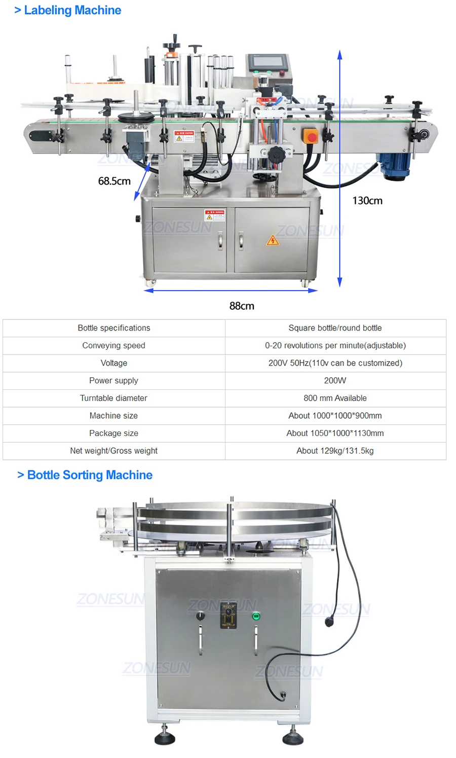 ZONESUN Fully Automatic 4 Heads Magnetic Pump Round Bottles Liquid Filling Capping Labeling Machine