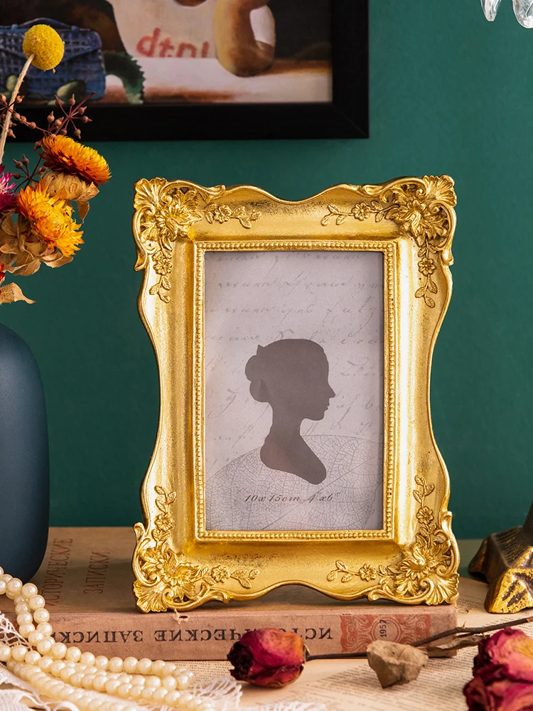 Light Luxury Elegant Palace Princess Style Retro Gold Carved Six-Inch European Photo Frame | Дом и сад