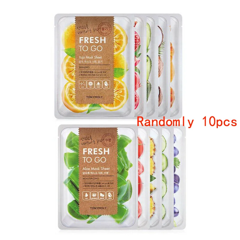 Маска Fresh To Go, листы MISSHA, растительная маска для лица, 10 шт., уход за кожей, Отбеливающая увлажняющая маска для лица, корейская косметика