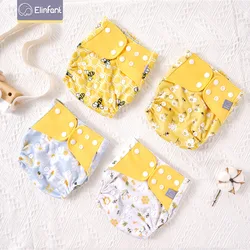 Elinfant fralda ecológica de malha cinza, pano novo, 4 unidades, lavável, de bolso, ajustável, reutilizável, fralda ecologica