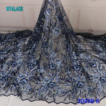 

3D Laces 2019 High Quality Beaded Nigerian Lace Fabric Embroidery French Tulle Lace with Sequins for Bridal YA3049-8