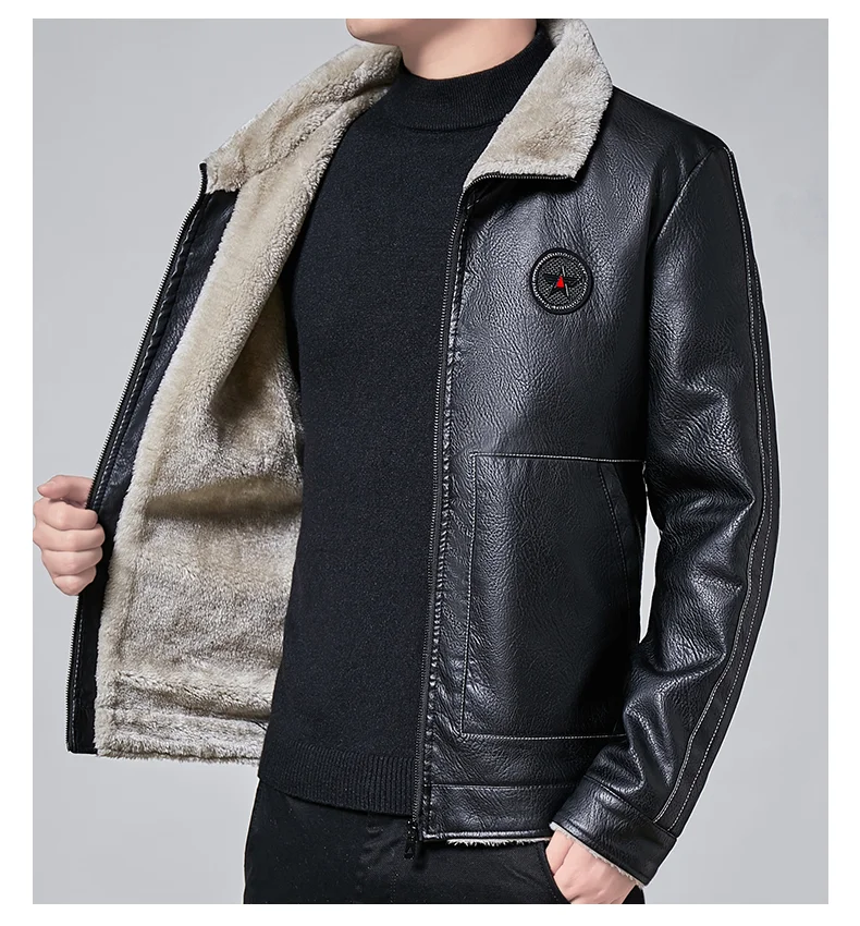 2021 Men Winter New Hot Leather Jackets Autumn and Winter Fur Coat with Fleece Warm Fur Pu Jacket Biker Warm Leather 4XL black leather jacket mens