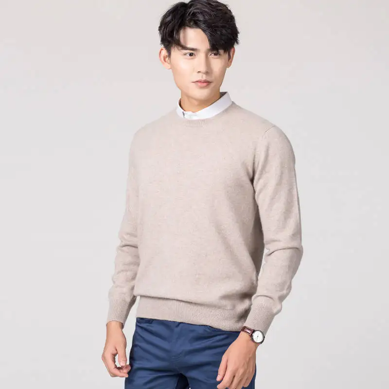 Мужские пуловеры, новинка зимы, модный свитер Vneck, кашемировые и шерстяные вязаные Джемперы, Мужская шерстяная одежда, Лидер продаж, стандартные мужские топы - Цвет: Oneck Camel