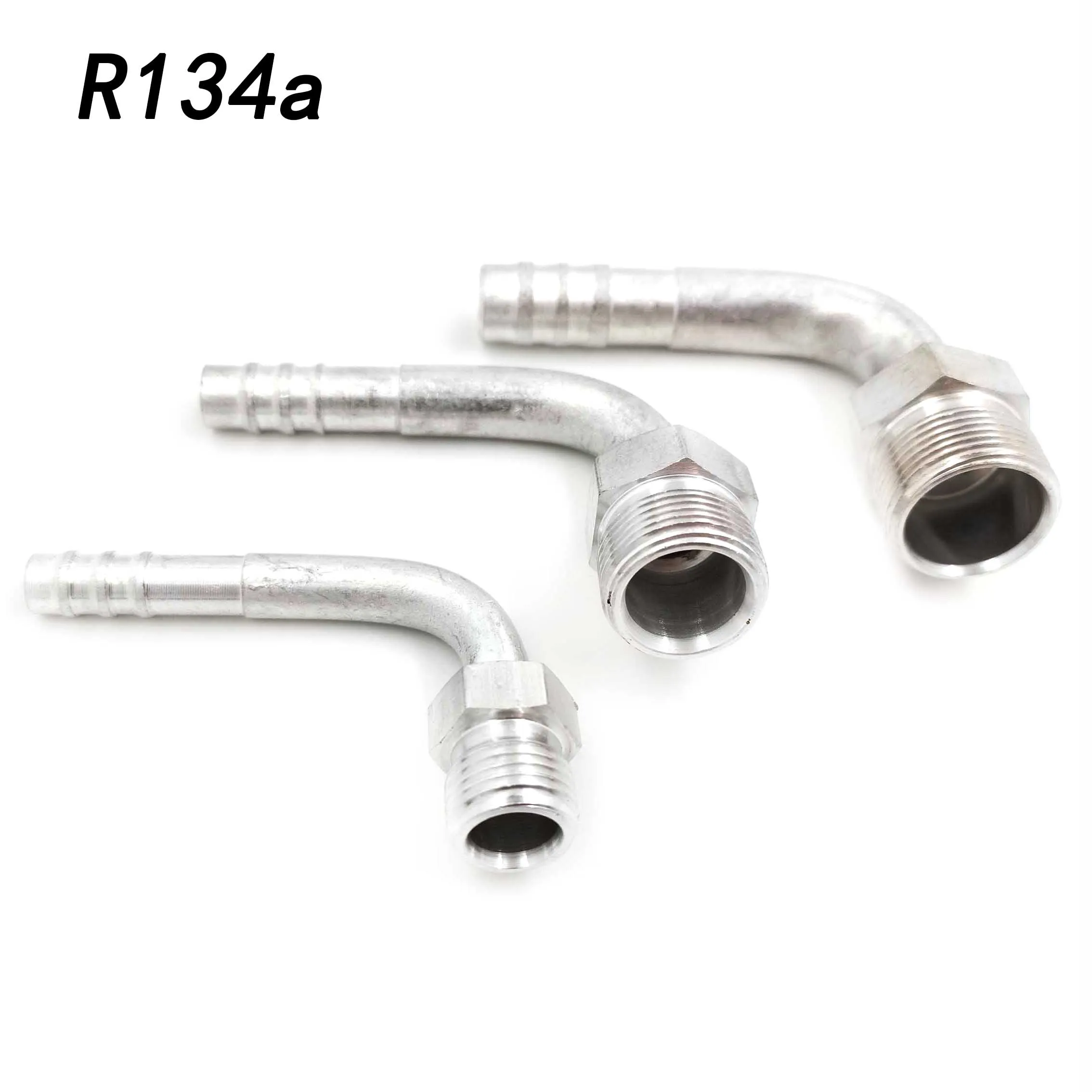 Straight Curved Barbed O-Ring R134a #6 #8 #10 for Refrigerant A/C Hose Connection Clamp Male Thread Couplings Aluminum Fittings