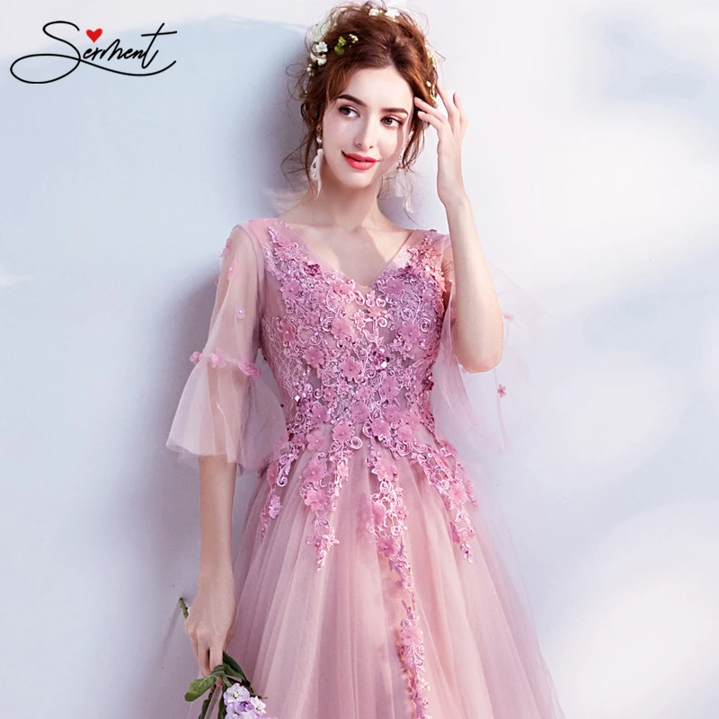 SERMENT Junior Red and Pink Bridesmaid Dress Floral Print Regular Sweet Sixteen Quinceanera Graduation Free Custom Made