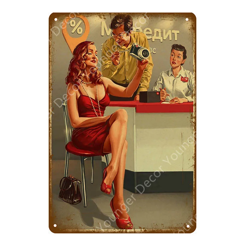 Lucky Pin Up Girl оловянные знаки сексуальная леди металлическая доска Настенный декор для бара паба клуба дома комнаты плакат ретро металлическая картина YA032