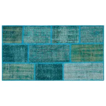 

Handmade Turquoise Vintage Overdyed Patchwork Area Rug 080x150 Cm-2'7''X4'11''