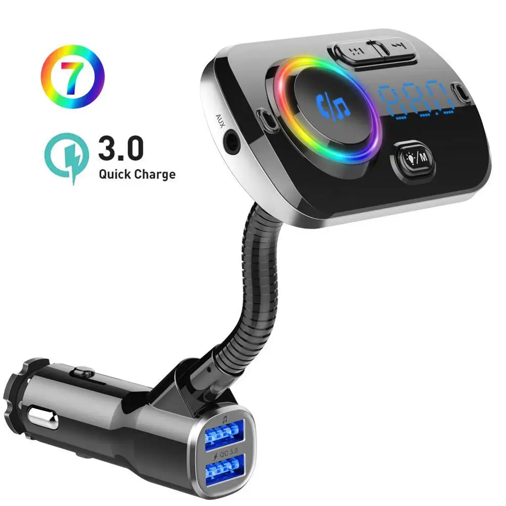 Bluetooth fm-передатчик QC3.0 - Цвет: Черный