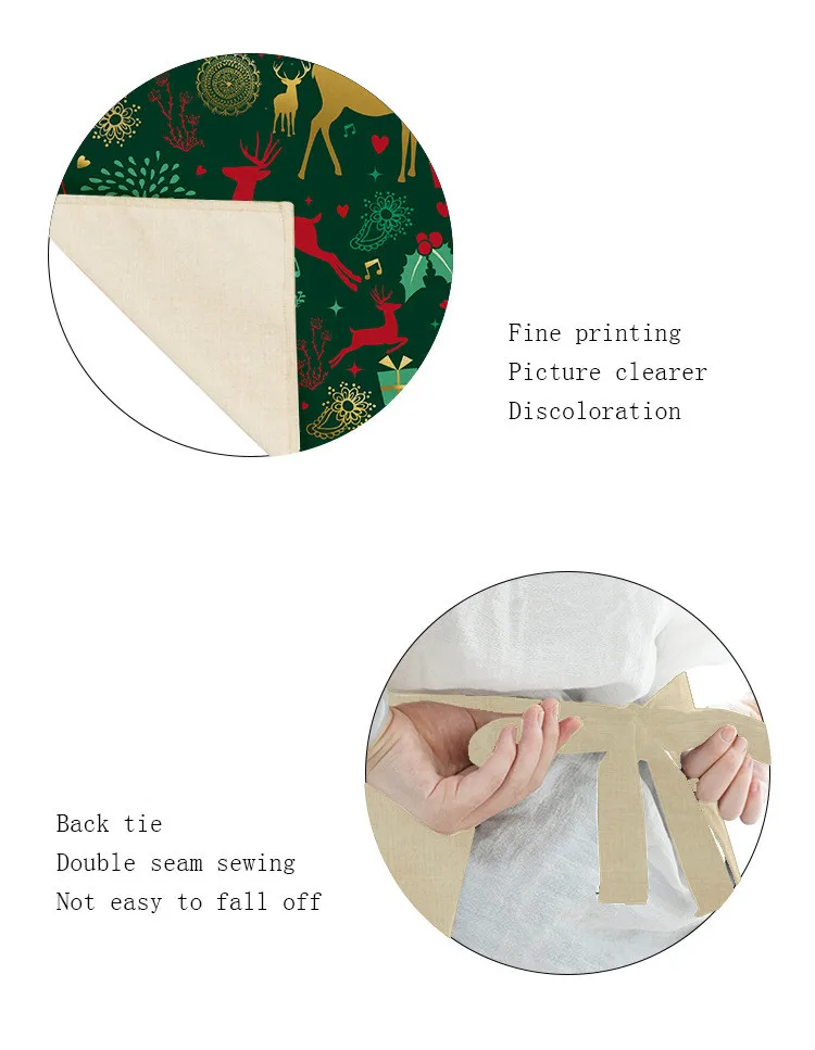 Green Custom Linen Cooking Apron Dress Christmas Tree Gift Elk Child Kitchen Funny Kitchen Apron for Women Baking Accessories