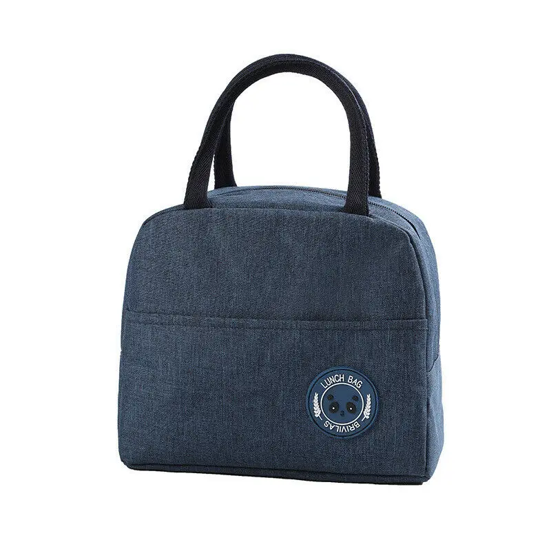 Navy Blue Современные сумки для обеда для женщин, детей, мужчин, изолированные холщовые коробки, сумка-тоут, Термосумка-холодильник, сумки для обеда, офисные одноцветные пакеты, Новинка - Цвет: Navy Blue