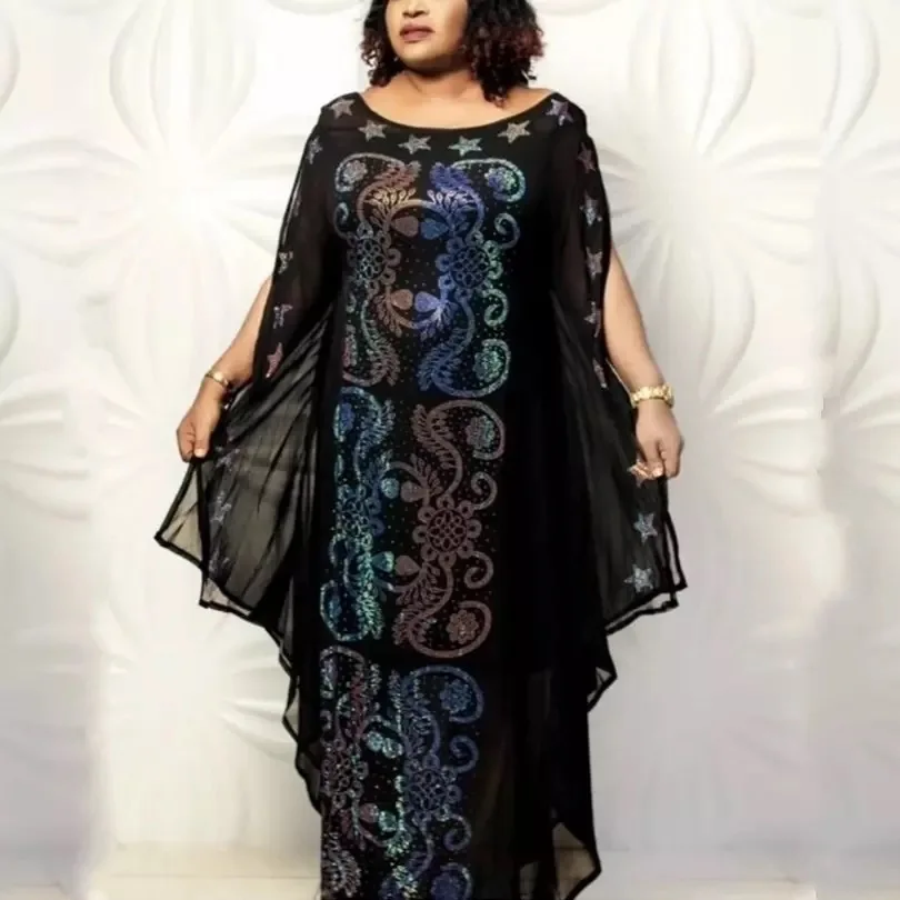 Длина платья: 145 см Новые Модные платья с принтом Базен Дашики женские длинные/выращенные Yomadou цветной узор оверсайз