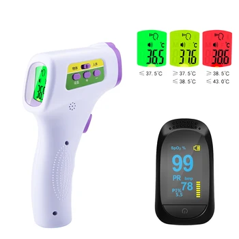 

Fingertip Pulse Oximeter & Digital Infrared Thermometer USB charge Blood Oxygen Saturation LCD Display for Adult Children baby