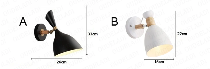 Скандинавский светодиодный регулируемый настенный светильник, деревянный настенный светильник, Ночной светильник, современный абажур для домашнего декора, белый и черный светильник