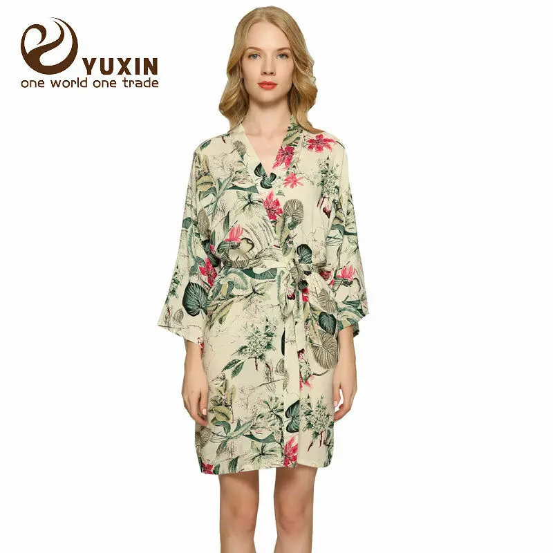 red floral Owiter, хлопковые халаты с цветочным принтом, женское платье невесты, свадебное кимоно, халат, пижама, пижамы, халаты для невесты, для подружек невесты и невесты - Цвет: red floral