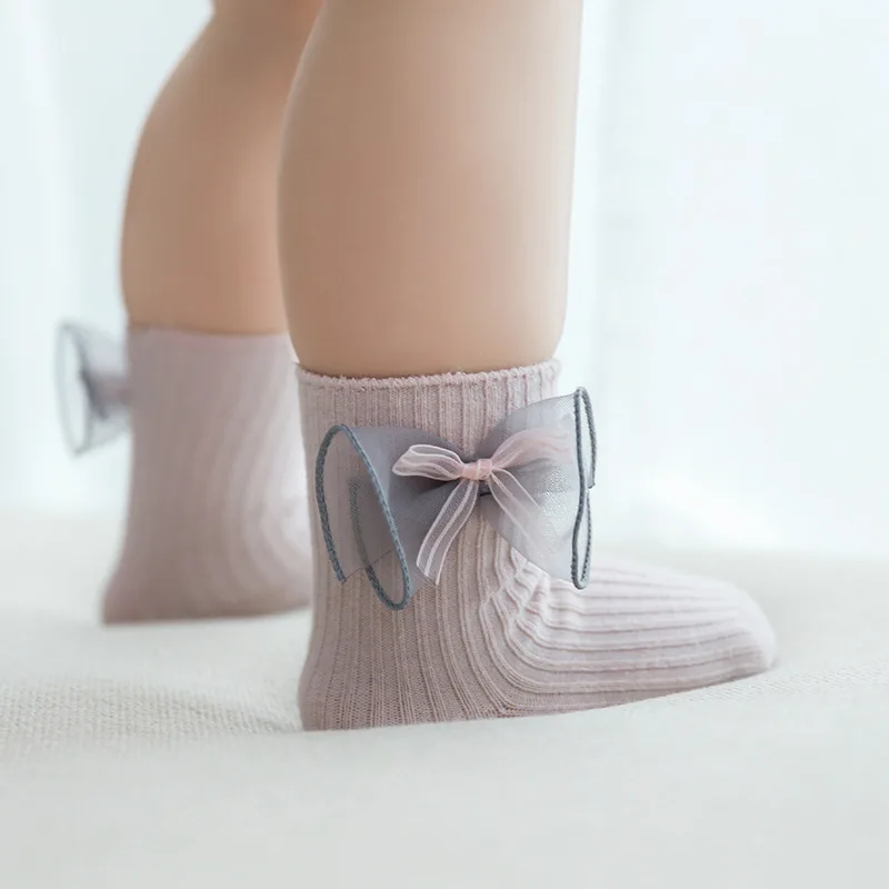 Весенне-осенние детские носки для девочек, хлопковые носки с цветочным рисунком для маленьких девочек, носки для новорожденных принцесс, повседневные однотонные носки для маленьких мальчиков