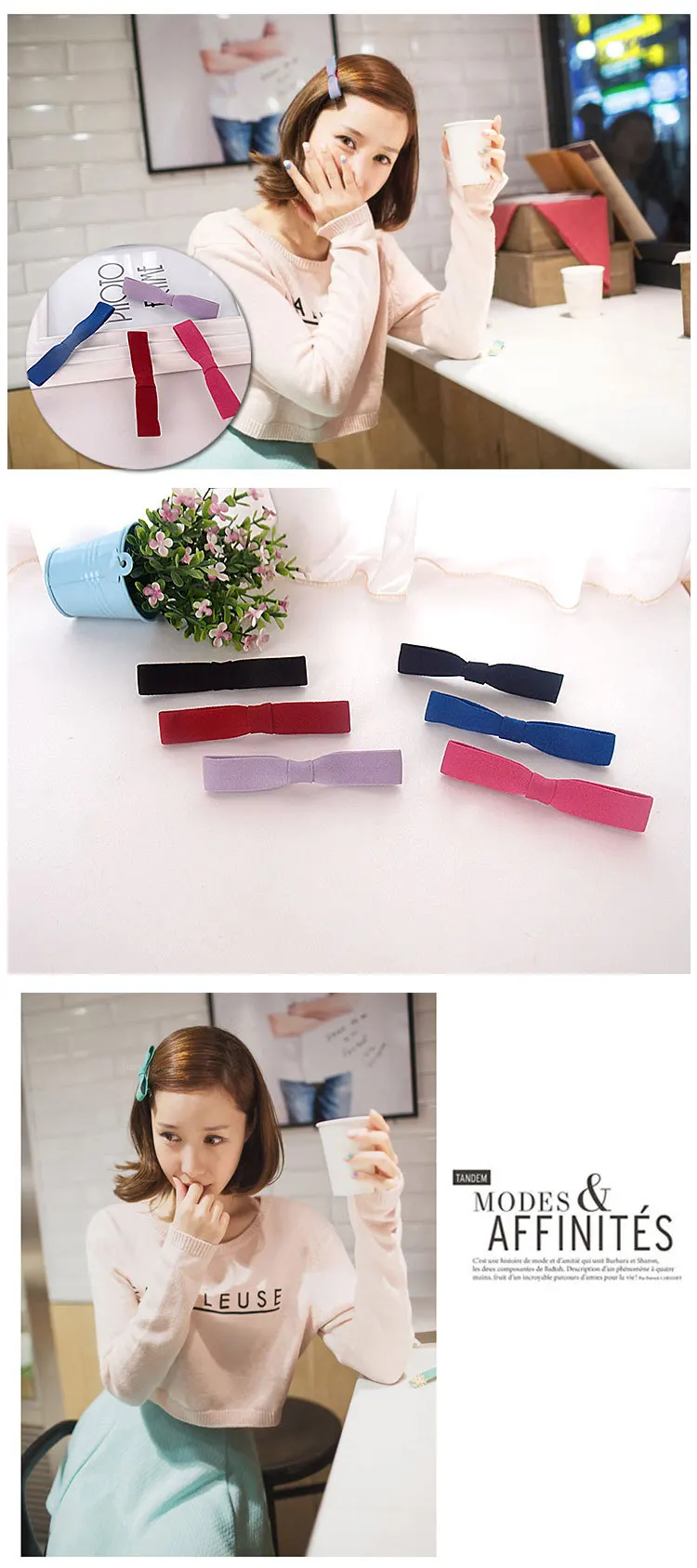 One Yuan Commodity Korean-style Hipster Fabric Handmade Bow Barrettes Duckbill Clip CHILDREN'S Hair Accessories