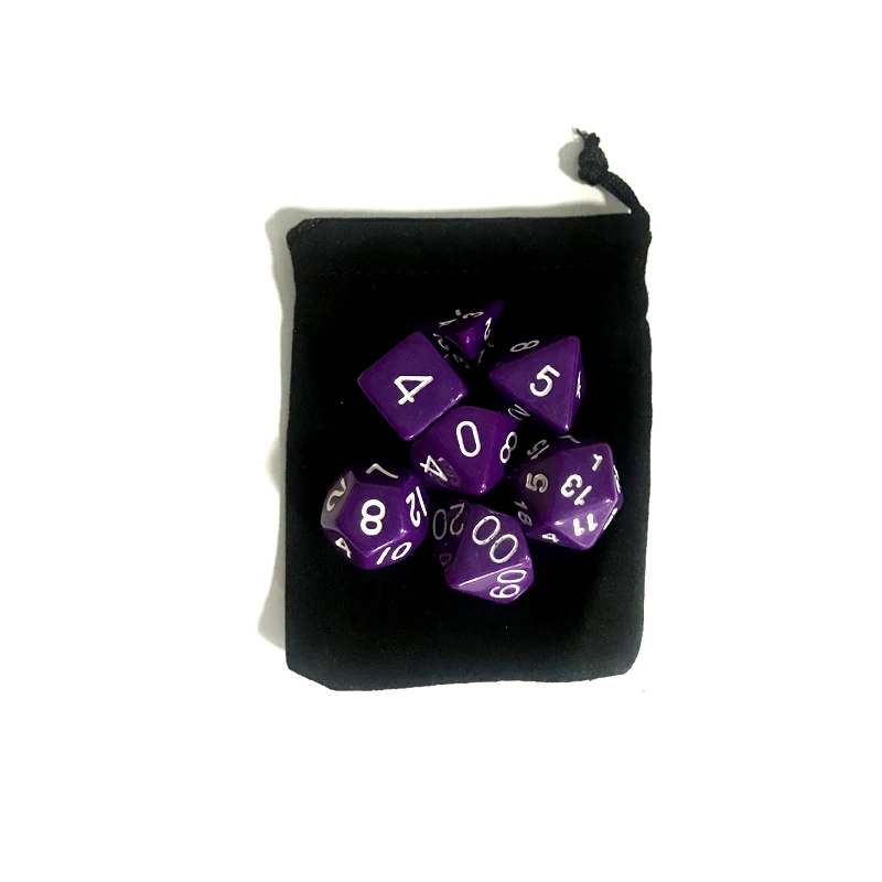 7 шт./лот Dice набор с бархатной сумкой D4, D6, D8, D10, D10%, D12, D20 красочные аксессуары для настольной игры, DnD, RPG GYH