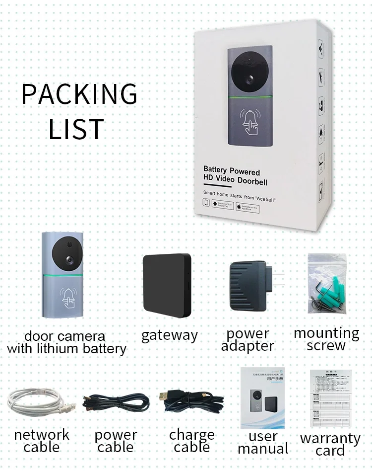 Visual doorbell smart wireless WiFi security doorbell visual record home monitoring night vision intercom WIFI doorbell video