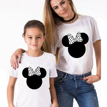Mama and Daughter Tshirt Harajuku Summer Woman T-shirts Casual Children Minnie Mouse Print Top Tee Shirt Famliy Look Dropship 1