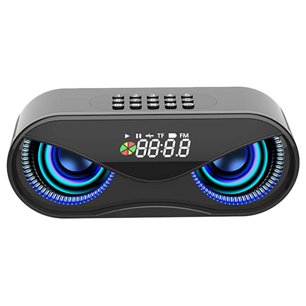 Bluetooth5.0 Multi-functional Wireless Speaker Outdoor Handfree Call Portable Multifunction Speaker with FM Radio Clock TF Card