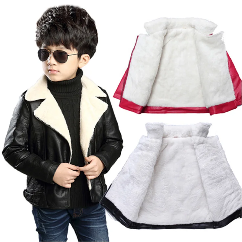 

Boys girls spring and autumn leather coat 2019 new children adolescents handsome thick leather jacket simple fashion coat