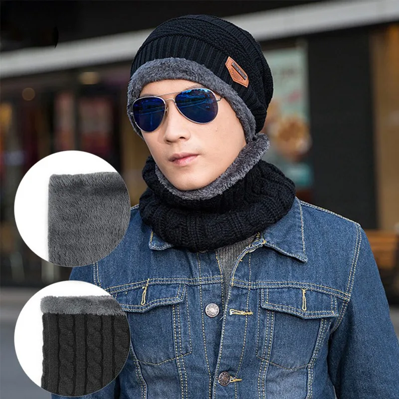 2 шт. детская зимняя теплая вязаная шапка с шарфом, набор Skullies Beanies для женщин, набор для спорта на открытом воздухе